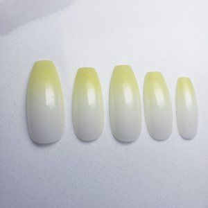 Spring Ombre Custom Press on Nails 20pc set soft white green yellow